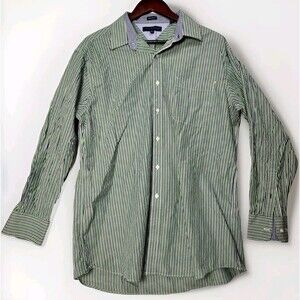 Tommy Hilfiger Dress Shirt Men’s Size Large 16.5 32-33 Purple Green Stiped